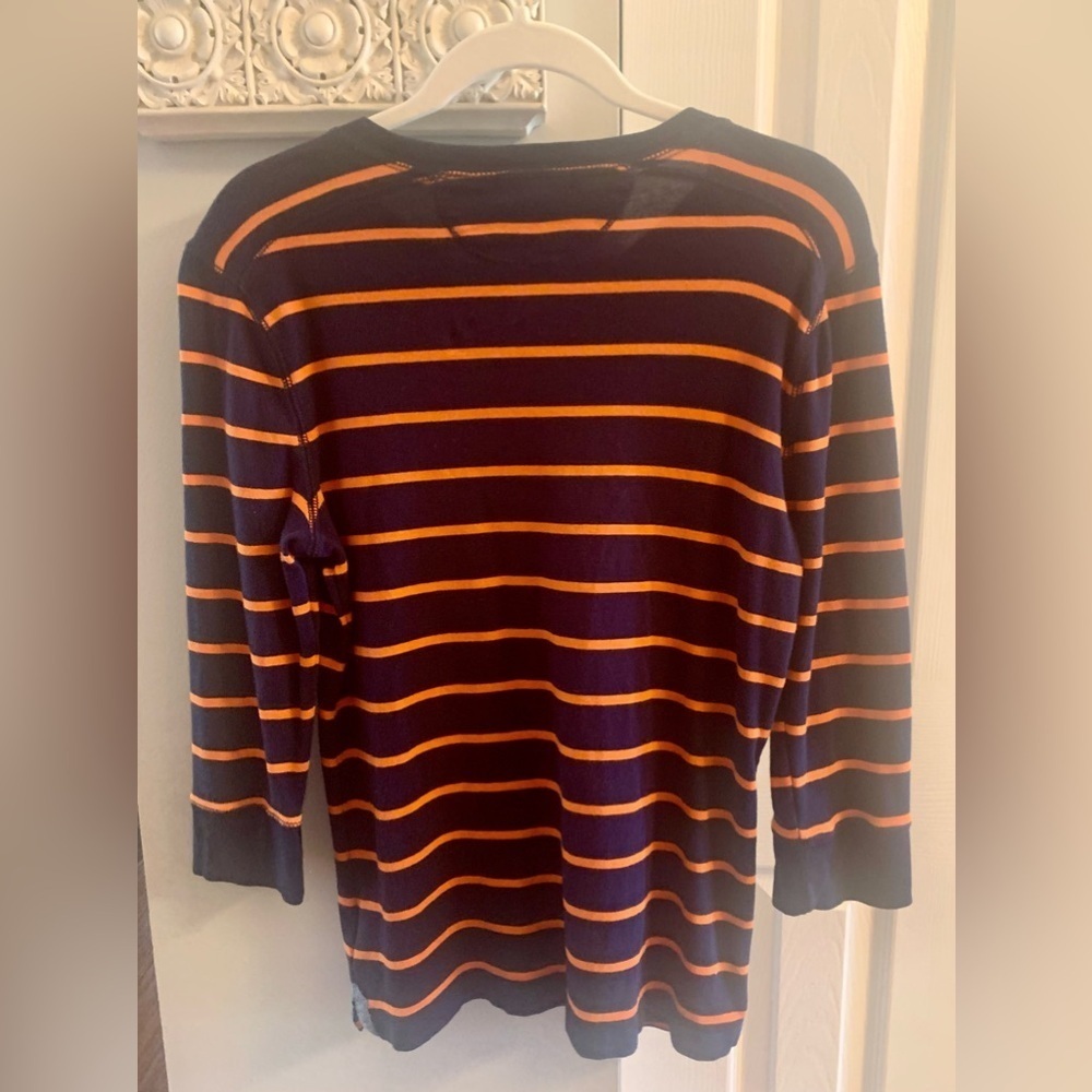Ralph Lauren Navy and Orange Striped Shirt - L - Picture 5 of 7